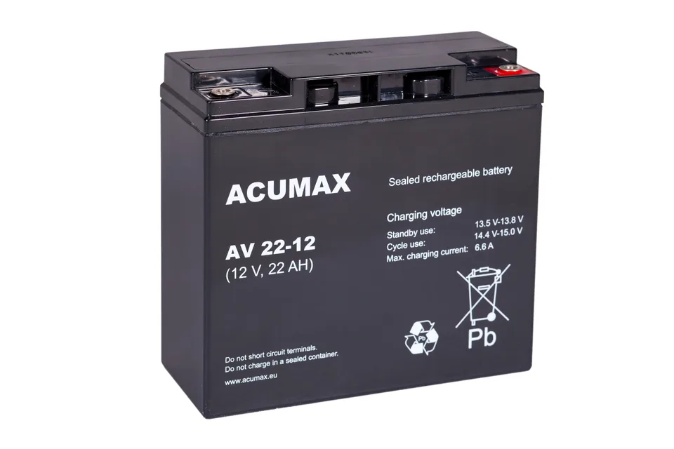 Батарея аккумуляторная Acumax AV22-12, 12V/22Ah, 168x182x76 HxLxW, 5.7kg, 6-9 лет