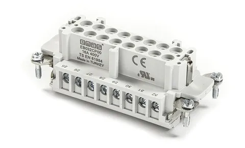 Разъем многополюсный EB, розетка, 16P (17-32), 16A 400V, винтовой зажим, пластик V0