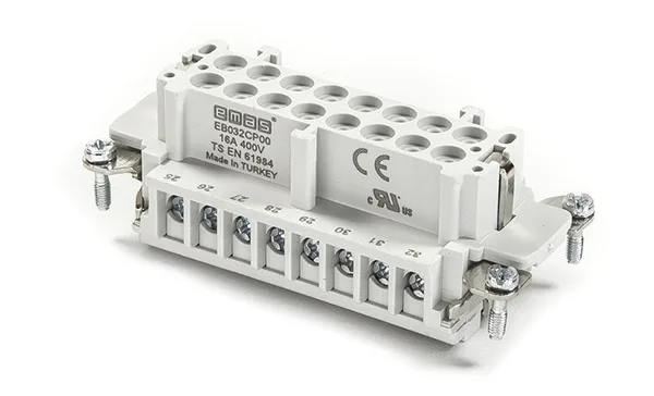 Разъем многополюсный EB, розетка, 16P (17-32), 16A 400V, винтовой зажим, пластик V0