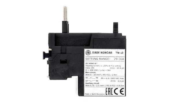 Реле тепловой перегрузки TM 40 - 36A, It=29_36A, 1NO+1NC, CLASS 10A, в комплекте с расширительной клеммой, прямой монтаж для CNN 9_40