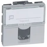 Mosaic - Розетка 2М RJ-45 Кат. 6 с этикеткой (алюмин)