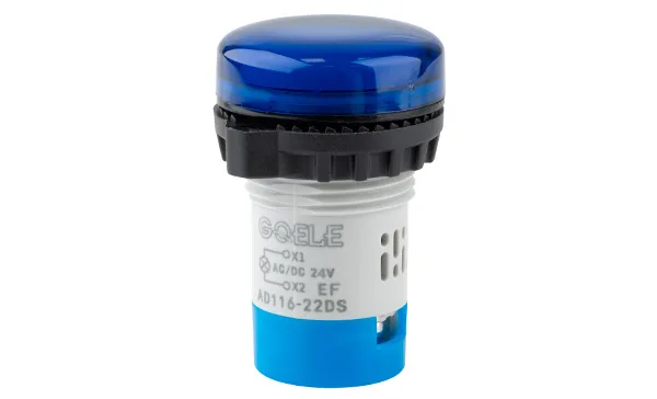 Индикатор светодиодный моноблочный AD116-22DS/A01, синий, LED 24VAC/DC, фильтр 6V, IP65, 22mm