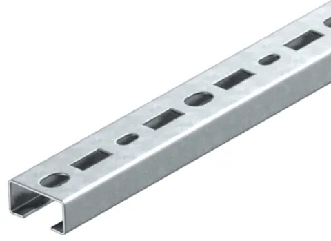 Рейка CML3518P2000FS профильная С-образная, перфорированная, 18x35х2000мм (ВхШхД), шлиц 17мм, толщ. 1.25мм, конв. оцинк.
