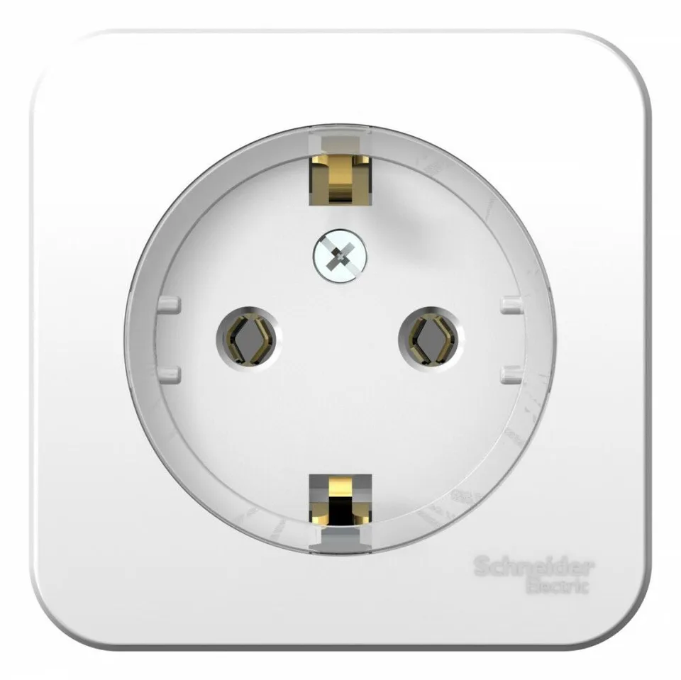 Розетка Systeme Electric Blanca, открытой установки с заземлением без штор., (компакт) изол. пл.16А, 250В, белый
