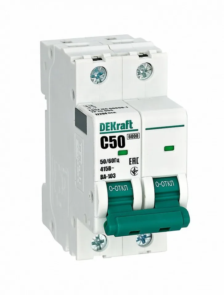 Автоматический выключатель DEKraft ВА-103 2P 50 А, хар-ка C, 6 кА