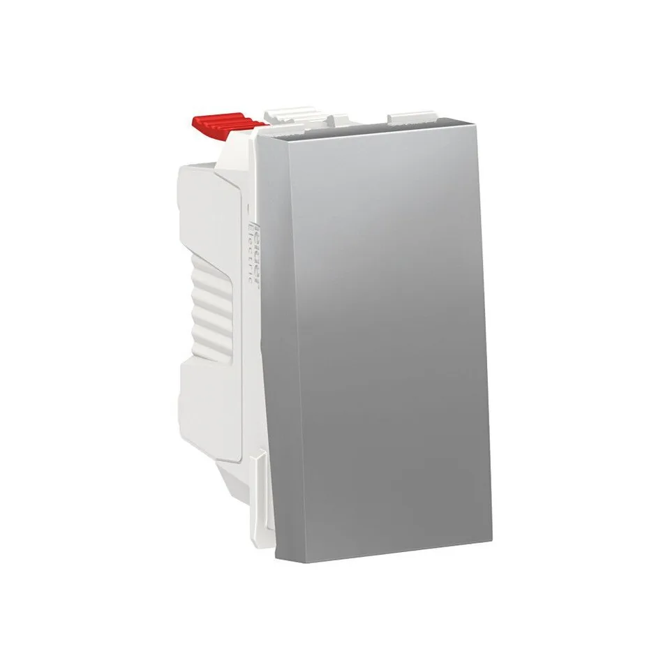 Выключатель Schneider Electric Unica, MODULAR 1-клавишный, кнопочный, схема 1, 10 A, 1 мод, алюминий