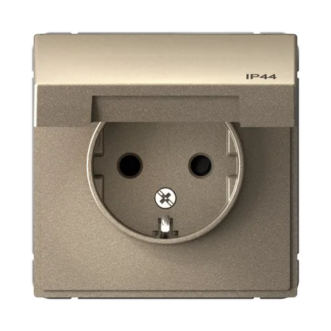 Розетка Systeme Electric ArtGallery, с заземл. со шт. с крышк, 16А, IP44, механизм, шампань