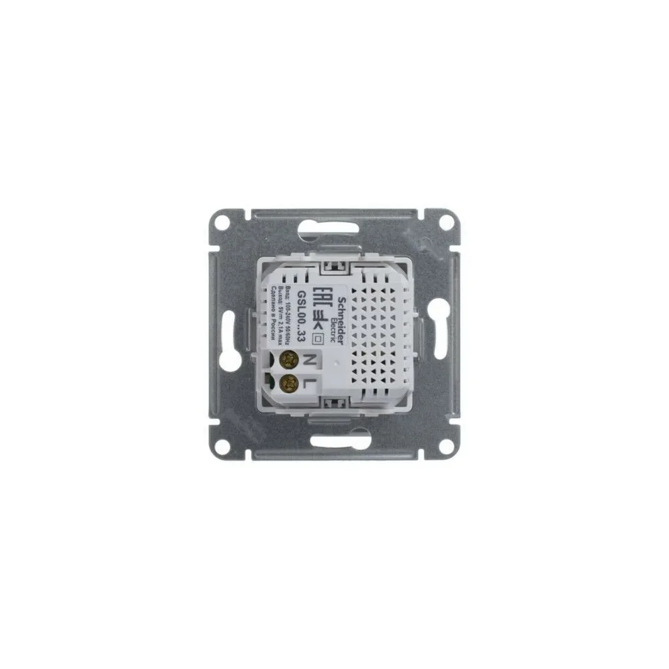 USB-розетка Systeme Electric Glossa, USB розетка, 5В/2100мА, 2х5В/1050мА, механизм, белый