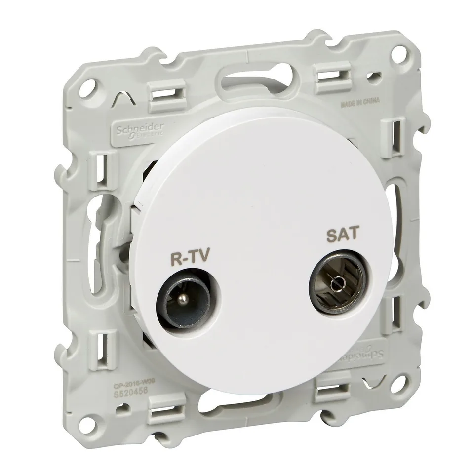 Розетка телевизионная проходная Schneider Electric Odace R-TV/SAT S52R456, белый