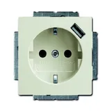 Basic 55 - Розетка 2P+E нем. стд. + USB (шале-белый)
