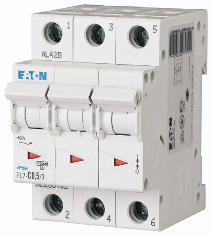 Авт. выключатель PL7-C0,5/3, 3P, 0.5A, хар-ка C, 10kA, 3M