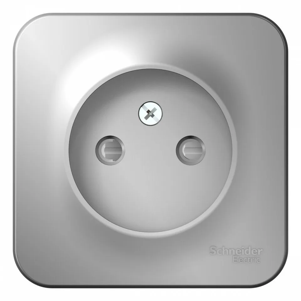 Розетка Systeme Electric Blanca, открытой установки без заземления со шторками, 16А, 250В, алюминий