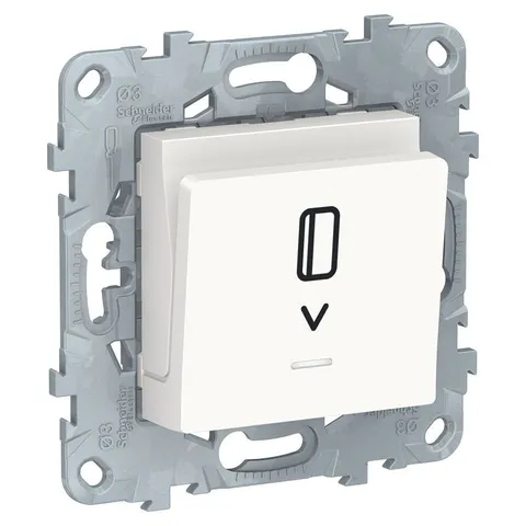 Выключатель Schneider Electric Unica, NEW карточный, с подсветкой, 10 А, белый
