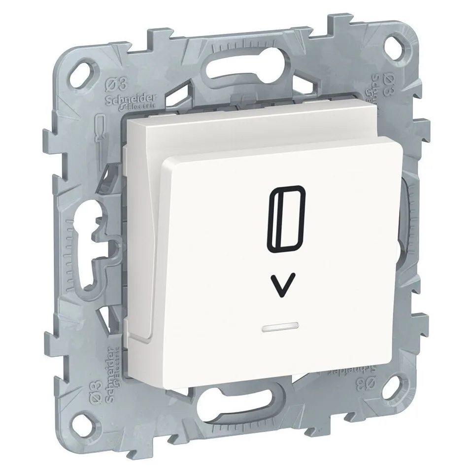Выключатель Schneider Electric Unica, NEW карточный, с подсветкой, 10 А, белый