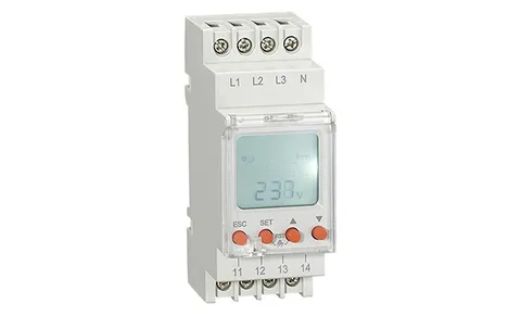 Реле контроля напр. RD-MVS3N, 3P+N L-N 125_300VAC, 2CO, 8A(250VAC), обрыв, черед., Umin+Umax, асимметр., 0.1_30s, LCD, 1M