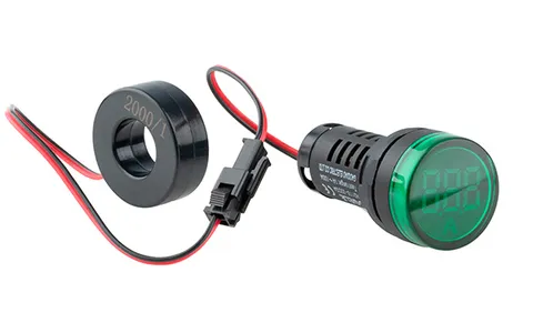 Индикатор тока светодиодный моноблочный AD116-22DSA, зеленый, 1-100A, 60-450VAC, IP44, 22mm