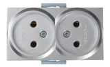 Rita - Розетка двойная 2x2P, керамическая, нерж. сталь