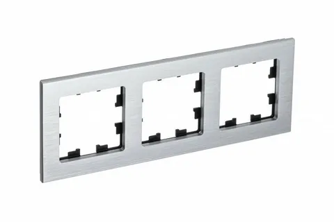 Рамка Systeme Electric AtlasDesign, 3-постовая, металл серебро