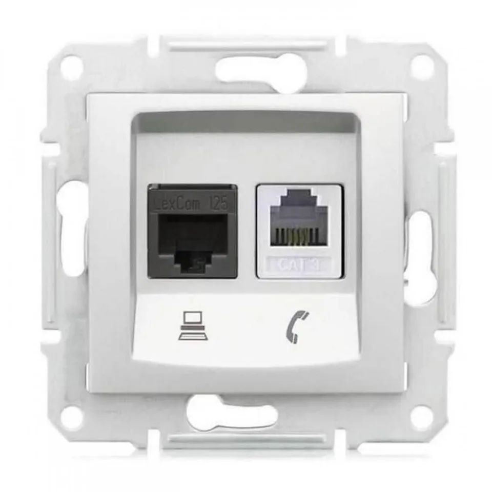 Розетка компьютерная Schneider Electric Sedna, телеф.+компь. роз. кат 5е неэкр UTP, алюминий