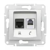 Розетка компьютерная Schneider Electric Sedna, телеф.+компь. роз. кат 5е неэкр UTP, алюминий