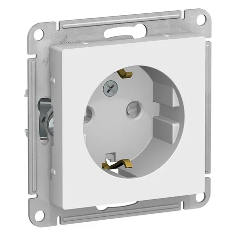 Розетка Systeme Electric AtlasDesign, с заземлением со шторками, 16А, механизм, белый