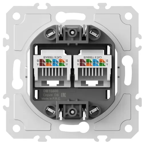 Механизм розетки RJ45 + RJ45 (двойная) cat.6/ClassE-8/8, серия DB