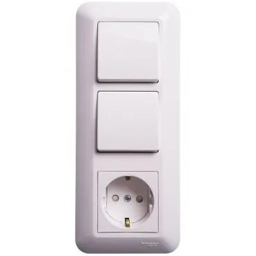Блок Systeme Electric Blanca, прима скрытой установки рсзк+В1КЛ.+В1КЛ.(250В, выкл.6А, роз.16А, защ. шторками) белый. Россия