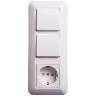 Блок Systeme Electric Blanca, прима скрытой установки рсзк+В1КЛ.+В1КЛ.(250В, выкл.6А, роз.16А, защ. шторками) белый. Россия