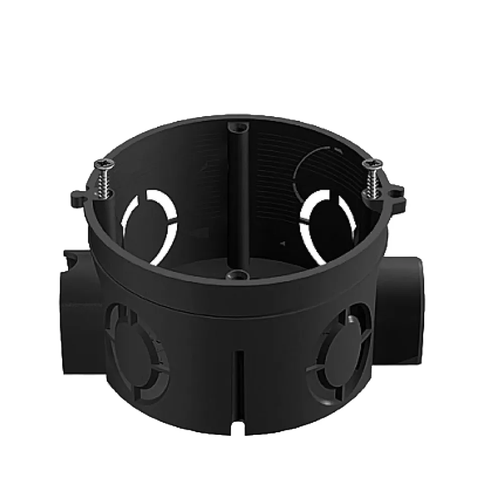 Коробка установочная D68x62мм для скрытого монтажа в кирпичных стенах (с саморезами) черная