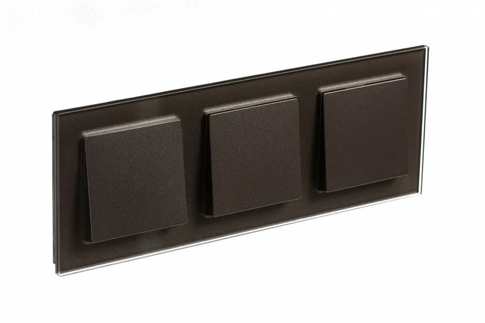 Рамка Systeme Electric AtlasDesign, 3-постовая, стекло мокко