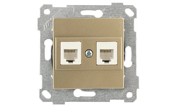 Rita - Розетка 2хRJ-45 кат. 5e UTP, золото доре