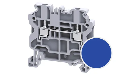 Клемма проходная CY2.5BU /5x50mm, винтовая, 2 присоед., 2,5(max 4)mm2, 24A, 1000V, синяя