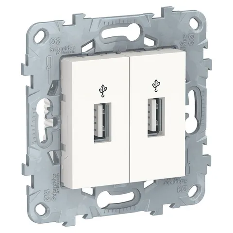 Розетка USB Schneider Electric Unica, NEW -коннектор, 2-местный, белый