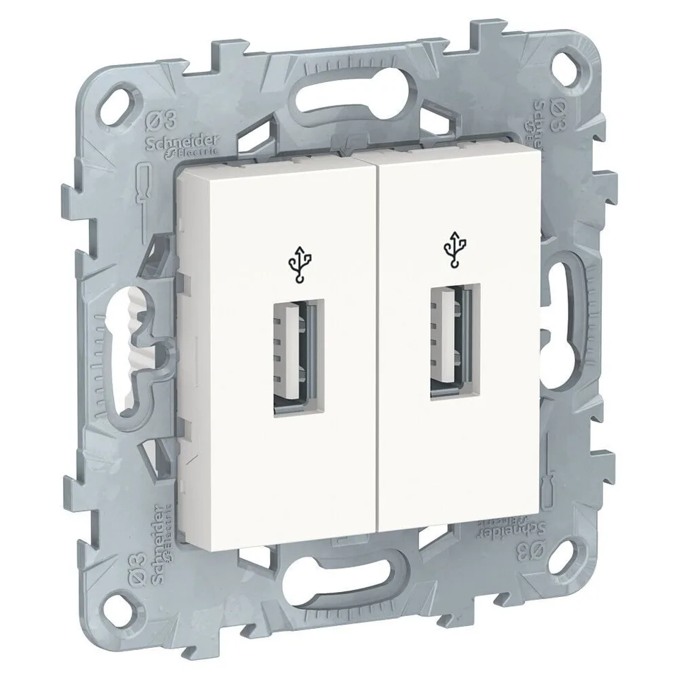 Розетка USB Schneider Electric Unica, NEW -коннектор, 2-местный, белый