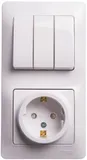 Блок Systeme Electric Glossa, : розетка с з/к со шт.+ 3кл. выкл. бел