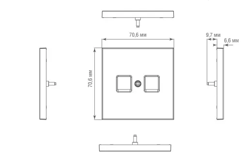 Накладка для розетки RJ45, 2-я, латунь, серия R98 METAL