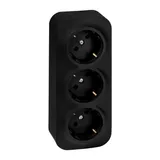 Quteo - Розетка 3x2P+E нем. стд. со шторками, со смещением контактов 45°, черный матовый