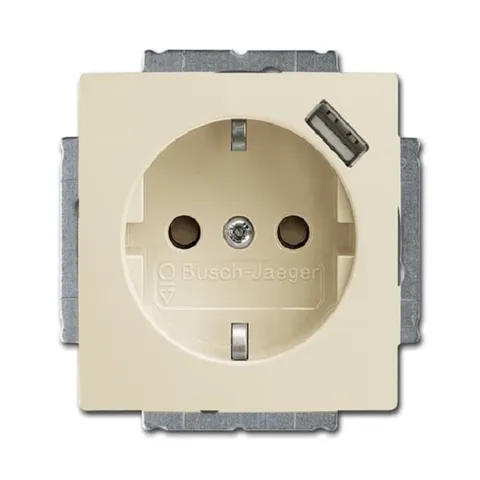 Basic 55 - Розетка 2P+E нем. стд. + USB (сл.кость)