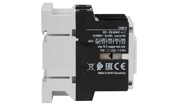 Контактор CNN 9 01 220/230V 50Hz, 3P, 9A/(25A по AC-1), 4.5kW(400VAC), 220/230VAC, 1NC