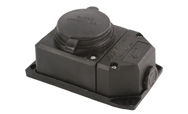 Tena - Розетка 2P+E c крышкой, IP44, моноблок, черный