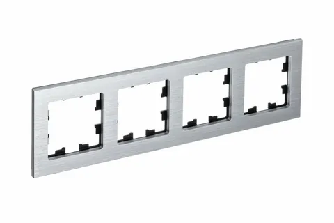 Рамка Systeme Electric AtlasDesign, 4-постовая, металл серебро