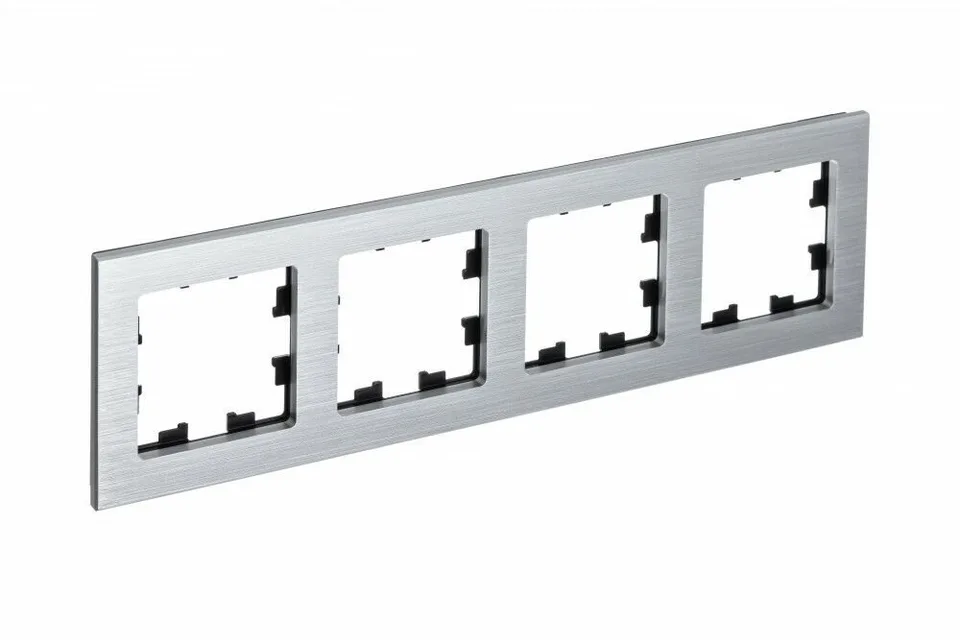 Рамка Systeme Electric AtlasDesign, 4-постовая, металл серебро