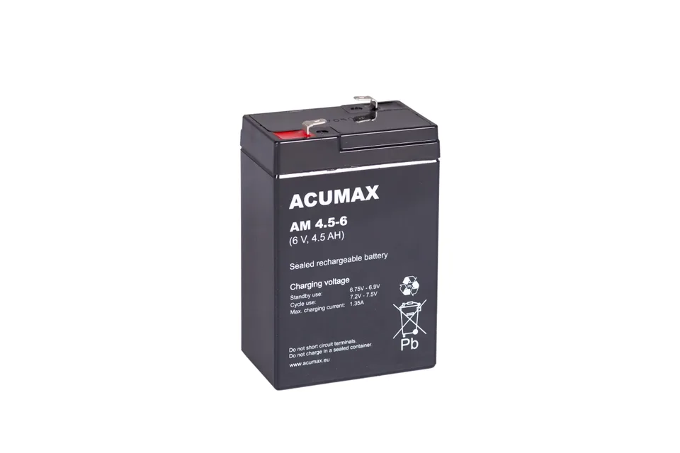 Батарея аккумуляторная Acumax AM4.5-6, T1, 6V/4.5Ah, 100(106)x70x47 HxLxW, 0.81kg, 6-9 лет