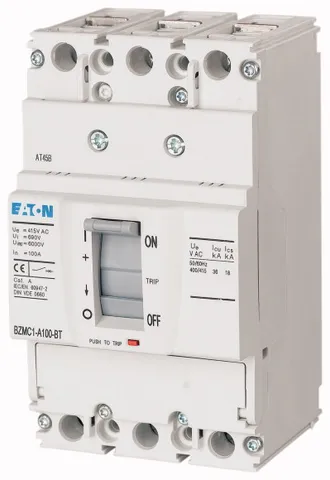 Авт. выключатель BZMD1-A100-BT, 3P, 100A, 415VAC, 15kA, It=100A, Ie=800_1200A (без регулировки), хомутный зажим