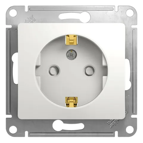 Розетка Systeme Electric Glossa, с заземлением со шторками, 16А, механизм, белый