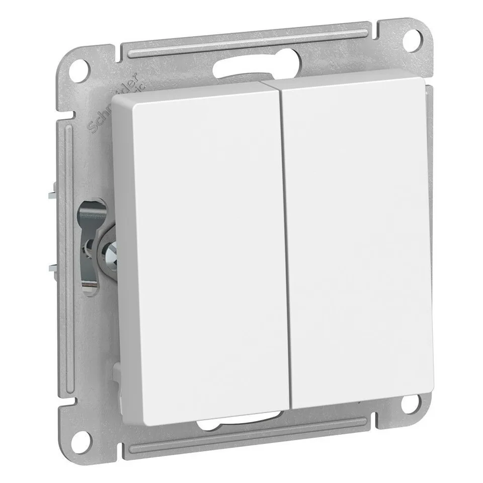 Выключатель Systeme Electric AtlasDesign, 2-клавишный, схема 5, 10АХ, механизм, белый