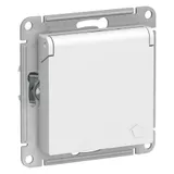 Розетка Systeme Electric AtlasDesign, с заземл. со шторками с крышкой, 16А, IP20, механизм, белый