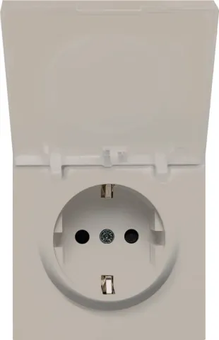Накладка для розетки Schuko с крышкой, 16A 250 В~, матовый кашемир, серия R98