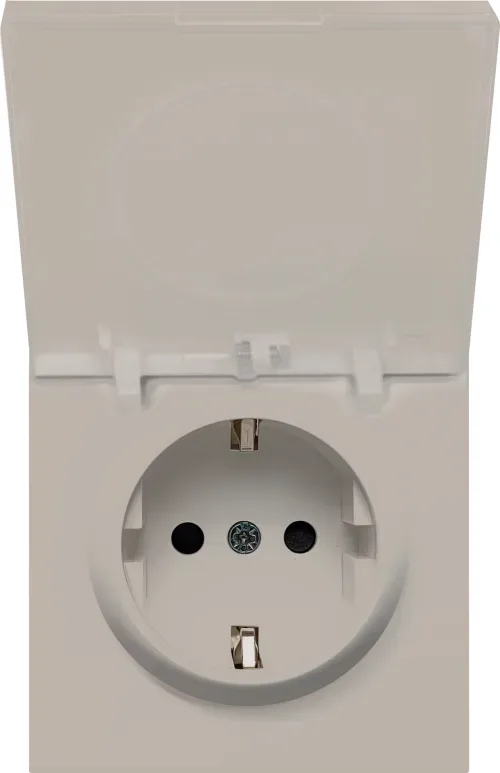 Накладка для розетки Schuko с крышкой, 16A 250 В~, матовый кашемир, серия R98