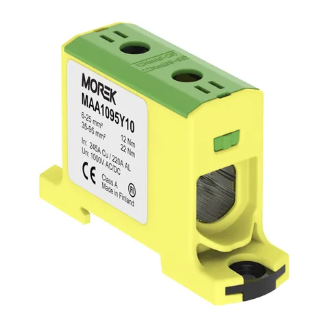 Клемма Morek OTL95 желто-зеленая, 1xAl/Cu 6_95mm², 245(CU)/220(AL)A, 1000V, винтовые зажимы